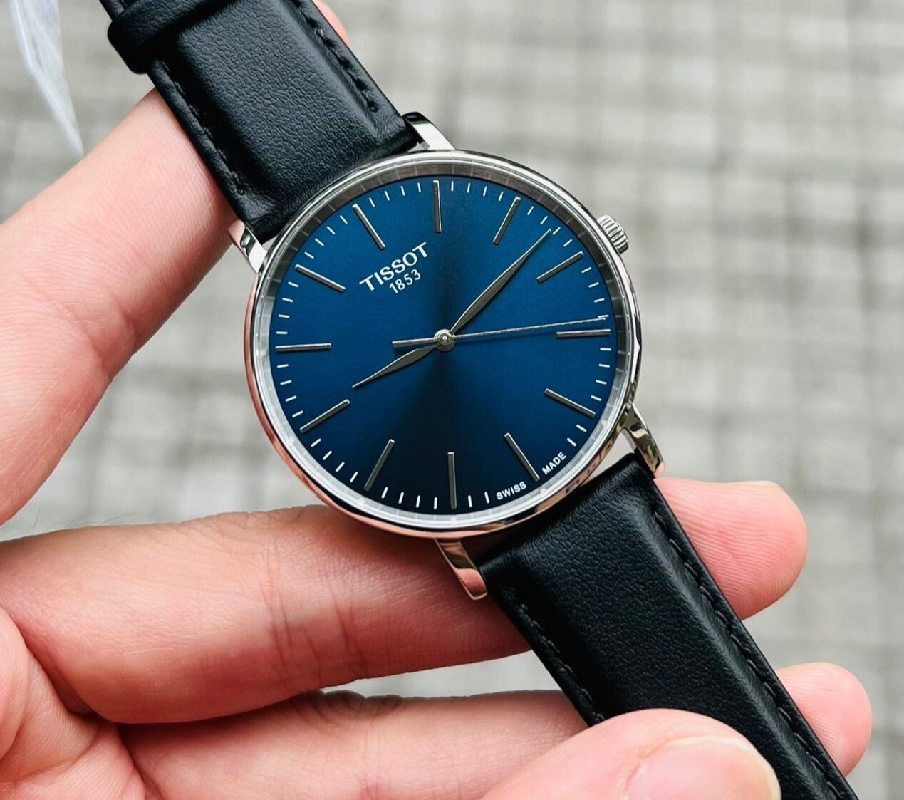  Shop Authentic Tissot Everytime Gent Blue Dial Black Leather Strap Watch for Men - T143.410.16.041.00 - Luxxuri