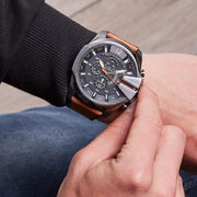  Shop Authentic Diesel Mega Chief Quartz Chronograph Brown Leather Strap Watch For Men - DZ4343 - Luxxuri