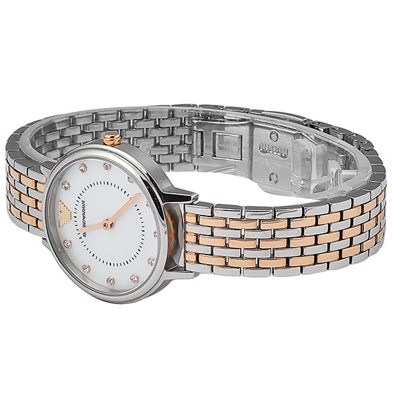  Shop Authentic Emporio Armani Mother of Pearl Dial Two Tone Stainless Steel Watch For Women - AR11094 - Luxxuri