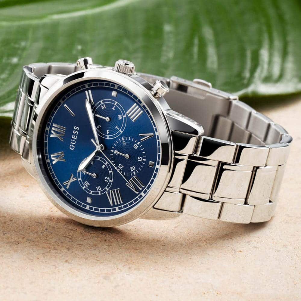  Shop Authentic Guess Hendrix Chronograph Blue Dial Silver Steel Strap Watch for Men - W1309G1 - Luxxuri