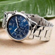  Shop Authentic Guess Hendrix Chronograph Blue Dial Silver Steel Strap Watch for Men - W1309G1 - Luxxuri