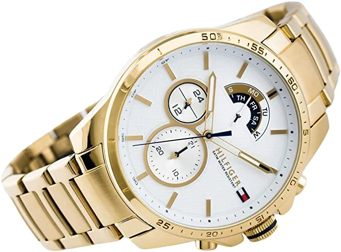  Shop Authentic Tommy Hilfiger Quartz White Dial Gold Steel Strap Watch for Men - 1791455 - Luxxuri