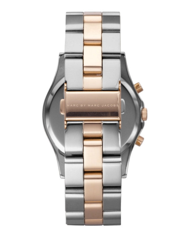  Shop Authentic Marc Jacobs Henry Chronograph Silver Dial Two Tone Steel Strap Watch for Women - MBM3106 - Luxxuri