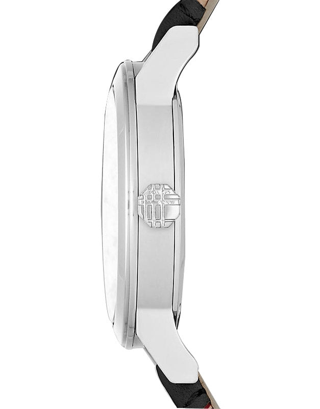  Shop Authentic Burberry The City White Dial Black Haymarket Leather Strap Watch for Women - BU9150 - Luxxuri