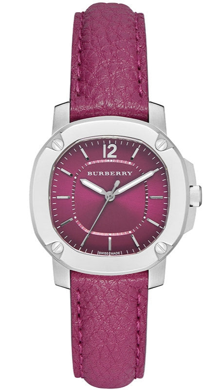  Shop Authentic Burberry The Britain Pink Dial Pink Leather Strap Watch for Women - BBY1715 - Luxxuri