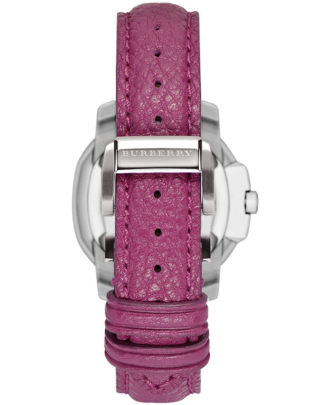  Shop Authentic Burberry The Britain Pink Dial Pink Leather Strap Watch for Women - BBY1715 - Luxxuri