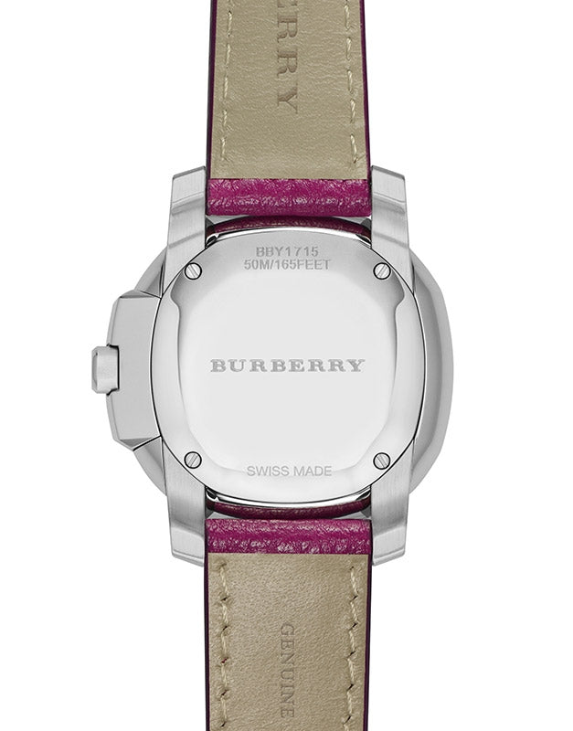 Shop Authentic Burberry The Britain Pink Dial Pink Leather Strap Watch for Women - BBY1715 - Luxxuri