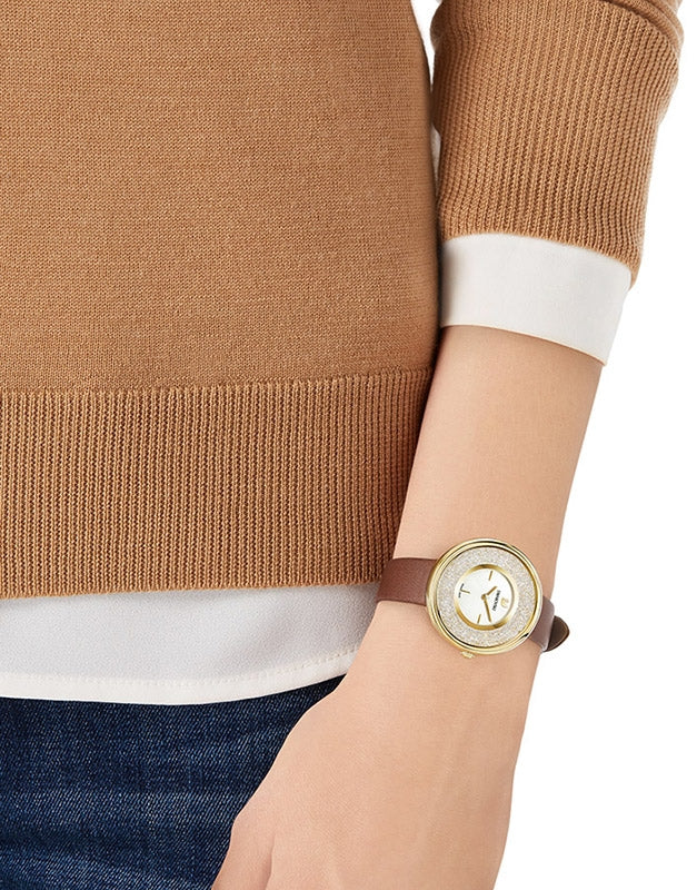  Shop Authentic Swarovski Crystalline Pure White Dial Brown Leather Strap Watch for Women - 5275040 - Luxxuri