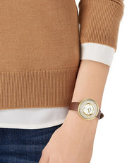  Shop Authentic Swarovski Crystalline Pure White Dial Brown Leather Strap Watch for Women - 5275040 - Luxxuri