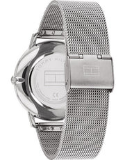  Shop Authentic Tommy Hilfiger Spencer Skeleton Black Dial Silver Mesh Bracelet Watch for Men - 1791643 - Luxxuri