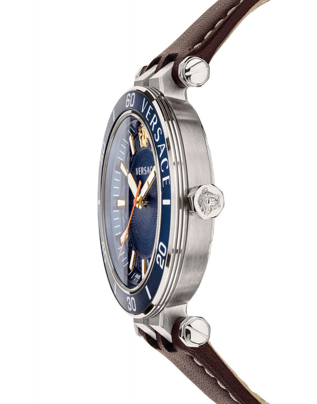  Shop Authentic Versace Greca Sport Analog Blue Dial Brown Leather Strap Watch For Men - VEZ300121 - Luxxuri