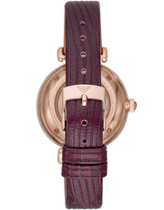  Shop Authentic Emporio Armani Meccanico Automatic Silver Dial Burgundy Leather Strap Watch For Women - AR60044 - Luxxuri
