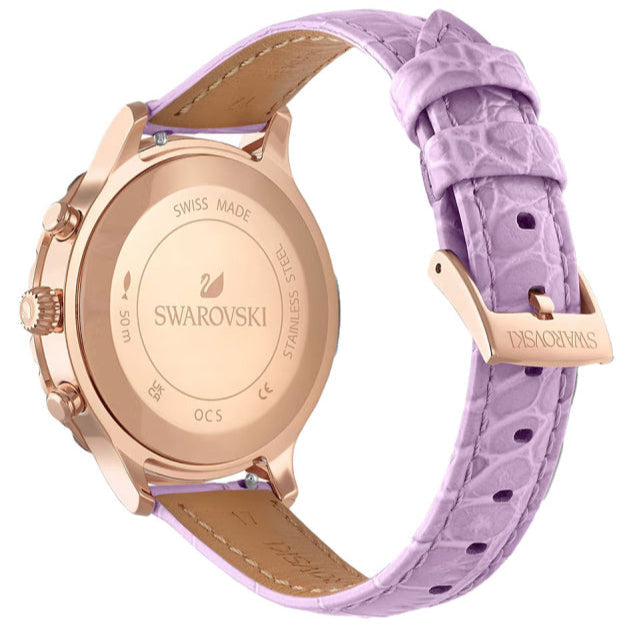  Shop Authentic Swarovski Octea Lux Chrono Purple Dial Purple Leather Strap Watch for Women - 5632263 - Luxxuri
