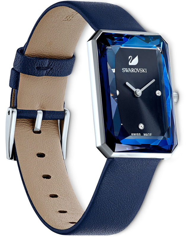  Shop Authentic Swarovski Uptown Crystal Blue Dial Blue Leather Strap Watch for Women - 5547713 - Luxxuri