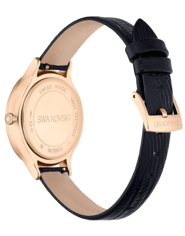  Shop Authentic Swarovski Octea Nova Black Dial Black Leather Strap Watch for Women - 5650033 - Luxxuri