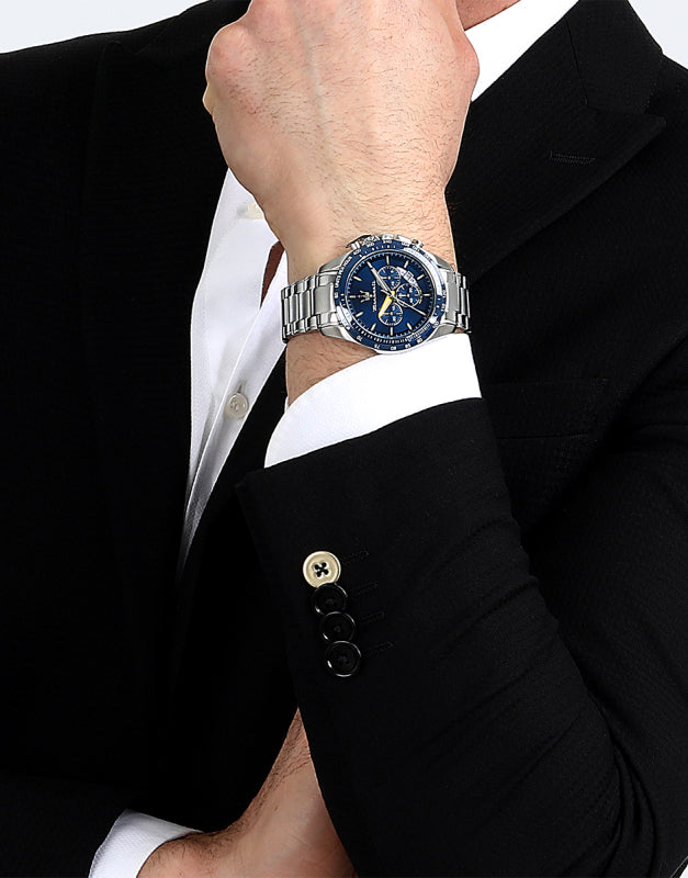  Shop Authentic Maserati Traguardo Chronograph Modena Edition Blue Dial Silver Steel Strap Watch For Men - R8871612039 - Luxxuri