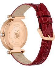  Shop Authentic Swarovski Crystalline Wonder Silver Dial Red Leather Strap Watch for Women - 5656905 - Luxxuri