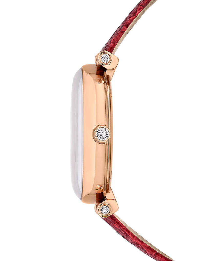  Shop Authentic Swarovski Crystalline Wonder Silver Dial Red Leather Strap Watch for Women - 5656905 - Luxxuri