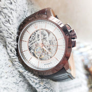  Shop Authentic Maserati Ingegno Automatic White Skeleton Dial Brown Leather Strap Watch For Men - R8821119003 - Luxxuri