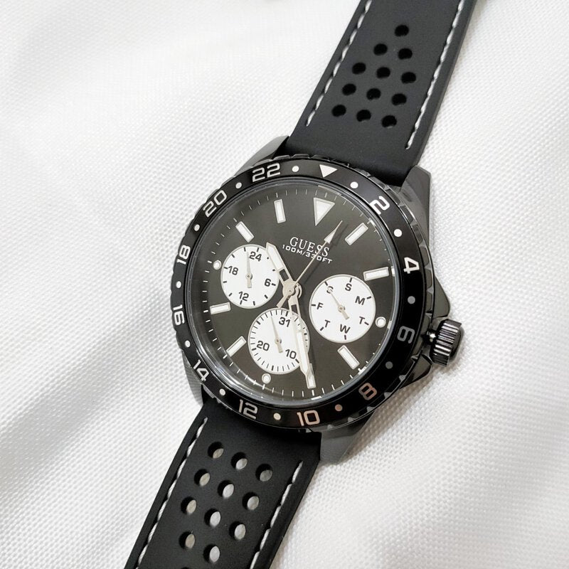  Shop Authentic Guess Odyssey Quartz Black Dial Black Silicone Strap Watch For Men - W1108G3 - Luxxuri