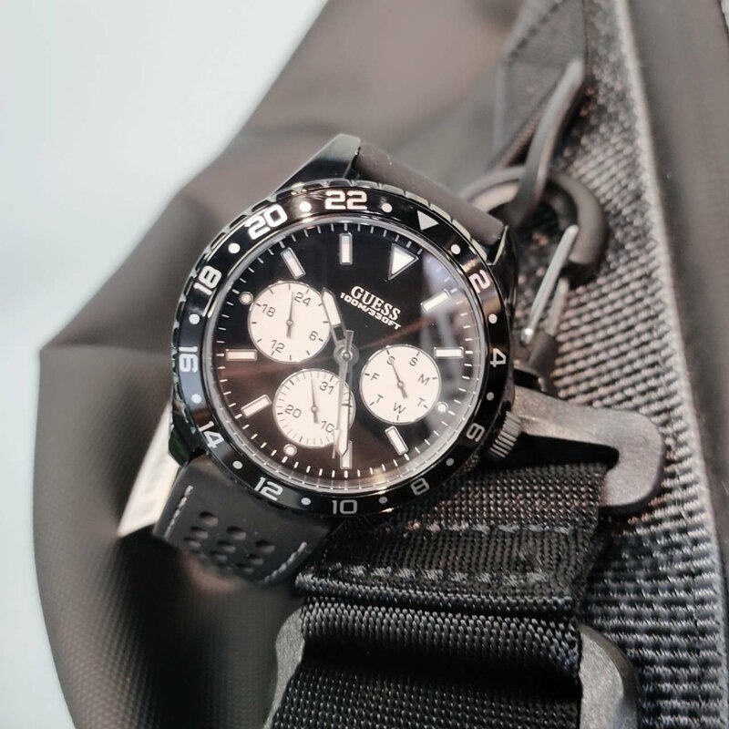 Shop Authentic Guess Odyssey Quartz Black Dial Black Silicone Strap Watch For Men - W1108G3 - Luxxuri