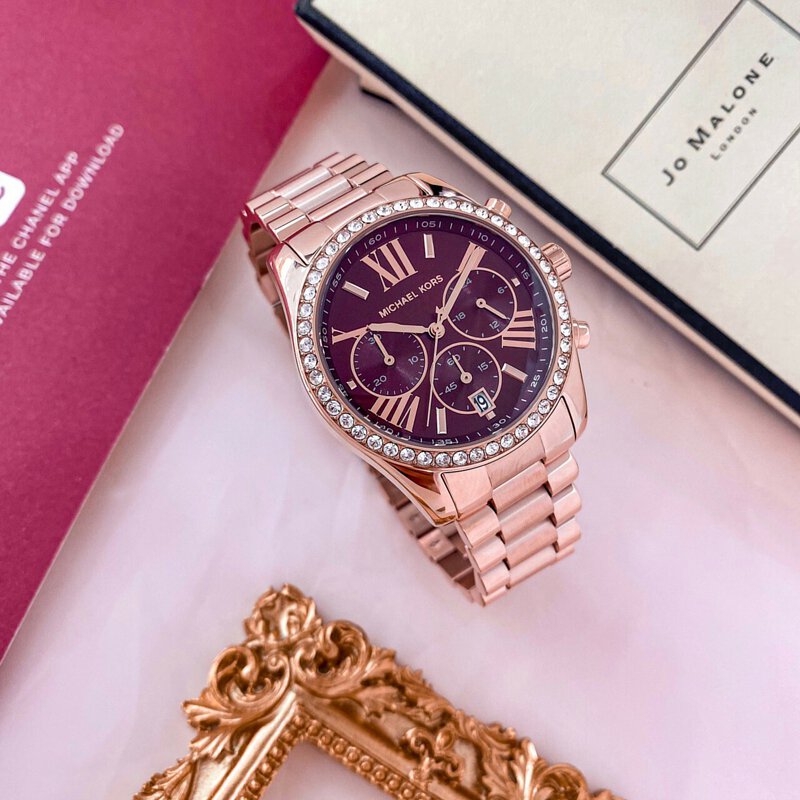  Shop Authentic Michael Kors Lexington Chronograph Red Dial Rose Gold Steel Strap Watch For Women - MK7275 - Luxxuri