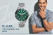  Shop Authentic Fossil FB-03 Chronograph Green Dial Silver Steel Strap Watch for Men - FS5726 - Luxxuri