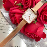  Shop Authentic Daniel Wellington Quadro Studio White Dial Rose Gold Mesh Strap Watch For Women - DW00100517 - Luxxuri