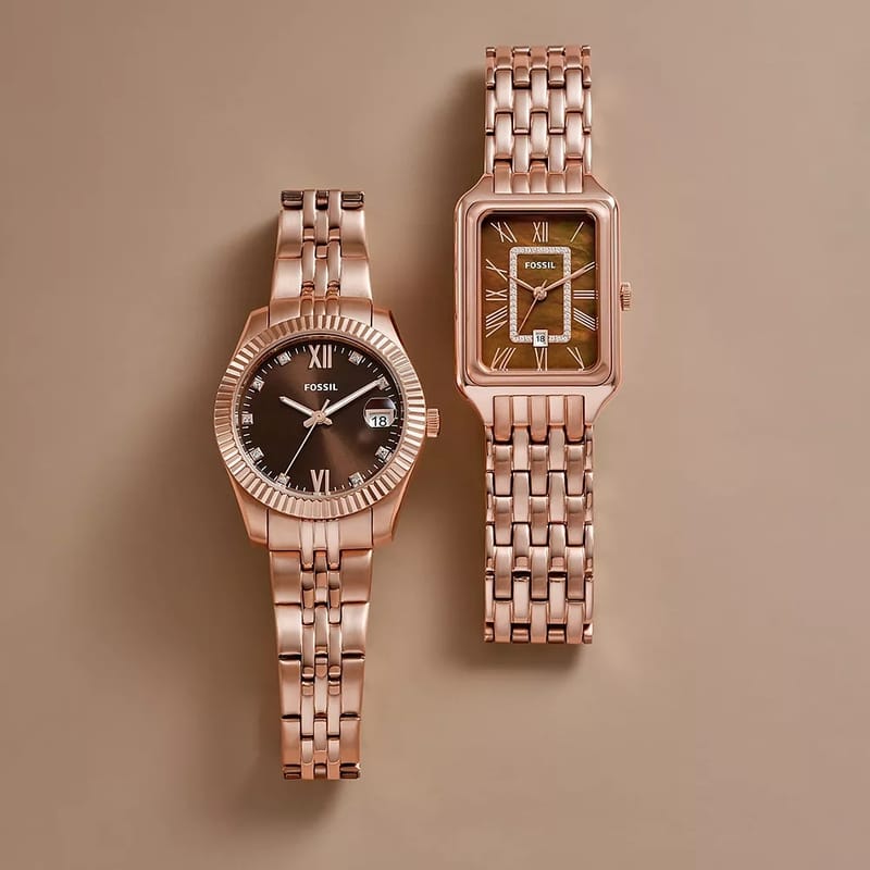  Shop Authentic Fossil Raquel Three Hand Date Brown Dial Rose Gold Steel Strap Watch For Women - ES5323 - Luxxuri
