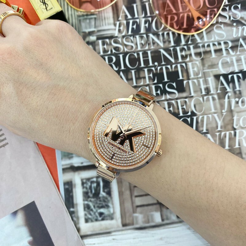  Shop Authentic Michael Kors Charley Quartz Crystals Rose Gold Dial Rose Gold Steel Strap Watch For Women - MK4433 - Luxxuri