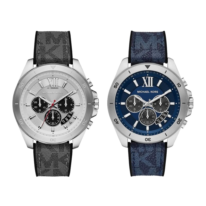 Shop Authentic Michael Kors Brecken Chronograph Silver Dial Grey Leather Strap Watch For Men - MK8922 - Luxxuri