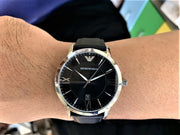  Shop Authentic Emporio Armani Giovanni Analog Black Dial Black Leather Strap Watch For Men - AR11210 - Luxxuri