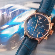  Shop Authentic Maserati Epoca Blue Dial Leather Blue Strap Watch For Men - R8871618007 - Luxxuri
