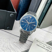  Shop Authentic Emporio Armani Chronograph Quartz Blue Dial Grey Steel Strap Watch For Men - AR11481 - Luxxuri