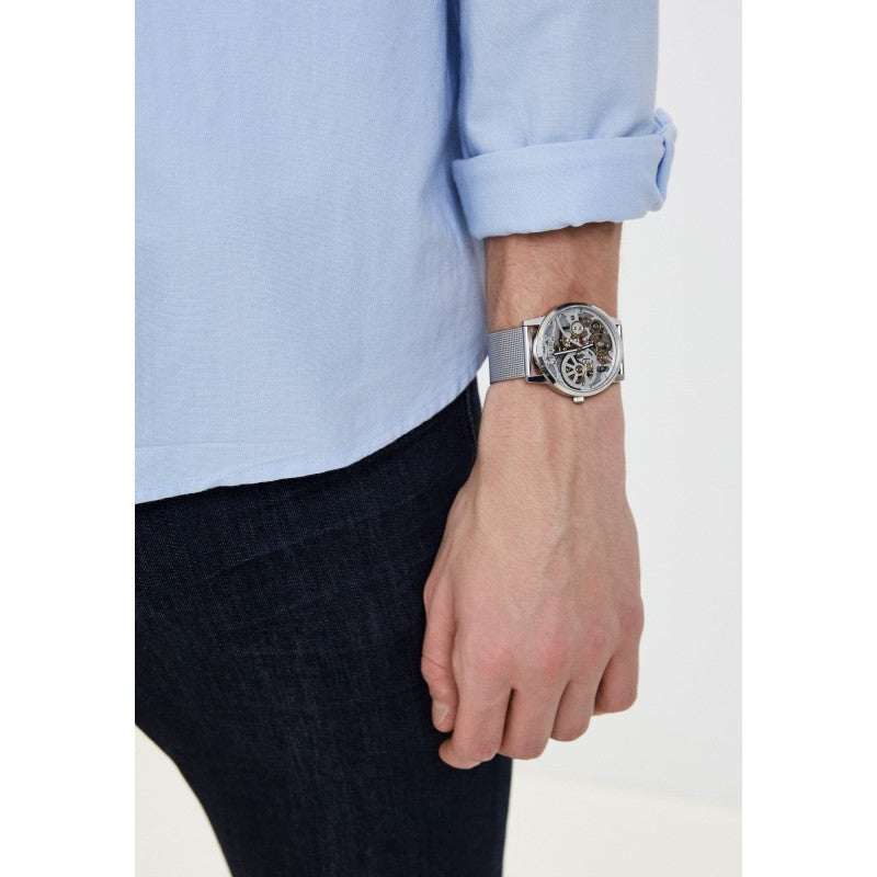  Shop Authentic Guess Gadget Silver Dial Silver Mesh Bracelet Watch for Men - GW0538G1 - Luxxuri