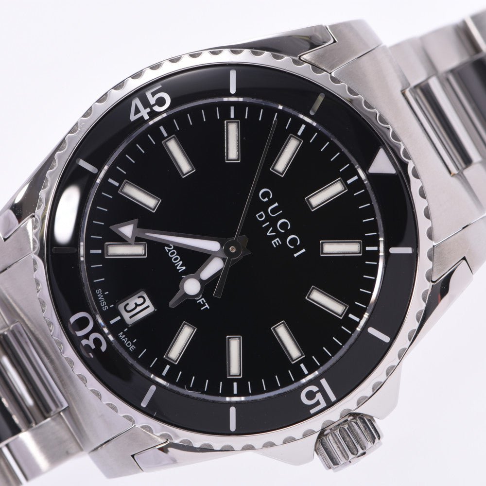  Shop Authentic Gucci Dive Black Dial Silver Steel Strap Watch For Women - YA136403 - Luxxuri