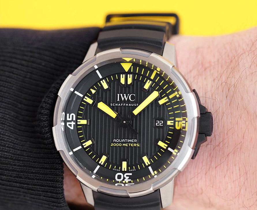 Shop Authentic IWC Aquatimer Automatic 2000 Black Dial Black Rubber Strap Watch for Men - IW358001 - Luxxuri