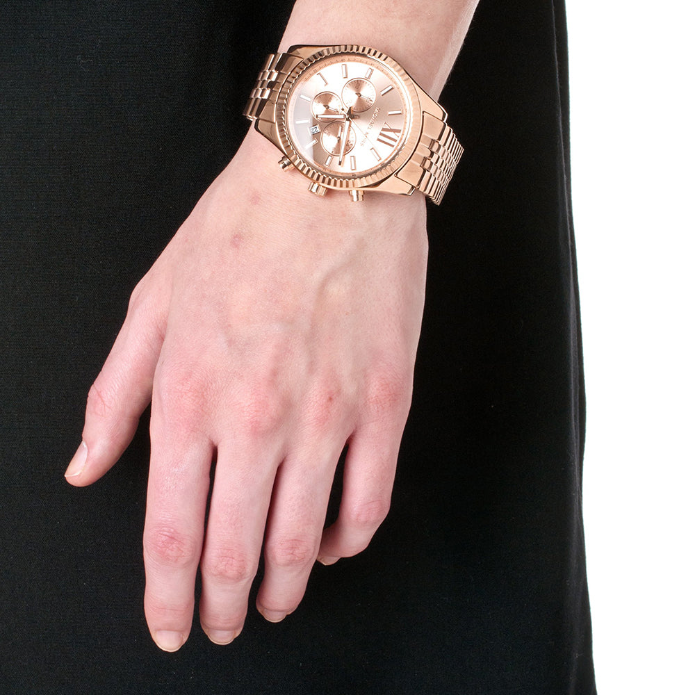  Shop Authentic Michael Kors Lexington Rose Gold Dial Rose Gold Steel Strap Watch for Men - MK8319 - Luxxuri