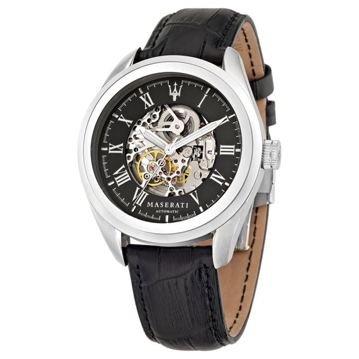  Shop Authentic Maserati Traguardo Automatic Black Dial Black Leather Strap Watch For Men - R8871612001 - Luxxuri