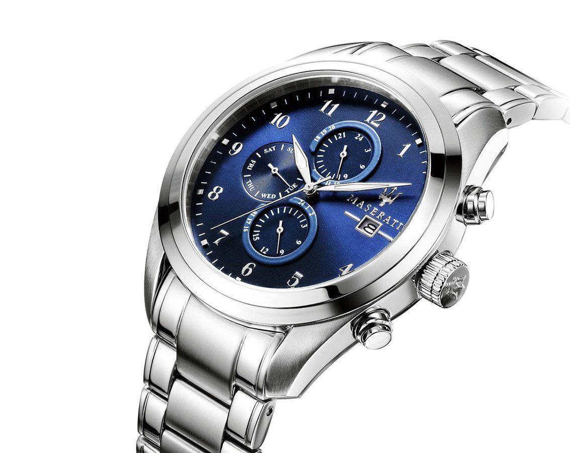  Shop Authentic Maserati Traguardo Blue Dial Silver Steel Strap Watch For Men - R8853112505 - Luxxuri