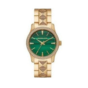  Shop Authentic Michael Kors Runway Three Hand Green Dial Gold Steel Strap Watch For Women - MK7390 - Luxxuri