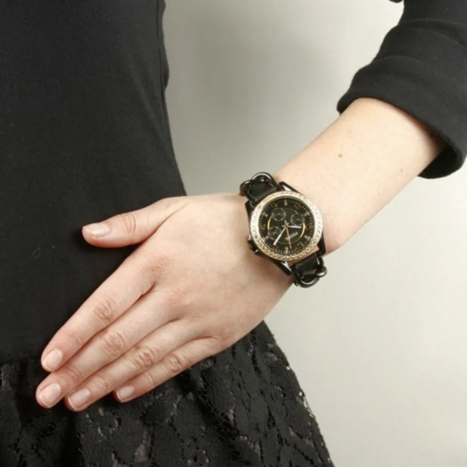  Shop Authentic Fossil Riley Black Dial Black Leather Strap Watch for Women - ES3696 - Luxxuri