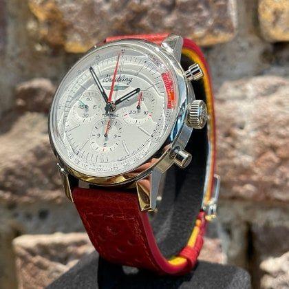  Shop Authentic Breitling Top Time B01 Ford Thunderbird White Dial Red Leather Strap Watch for Men - AB01766A1A1X1 - Luxxuri