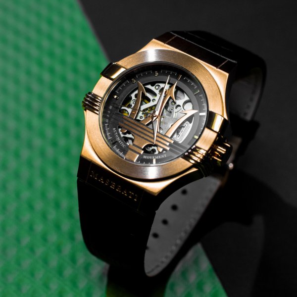  Shop Authentic Maserati Potenza Automatic Rose Gold Dial Black Leather Strap Watch For Men - R8821108002 - Luxxuri