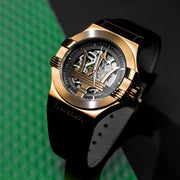  Shop Authentic Maserati Potenza Automatic Rose Gold Dial Black Leather Strap Watch For Men - R8821108002 - Luxxuri