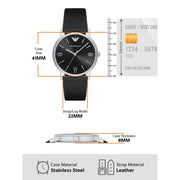  Shop Authentic Emporio Armani Kappa Analog Quartz Black Dial Black Leather Strap Watch For Men - AR11013 - Luxxuri