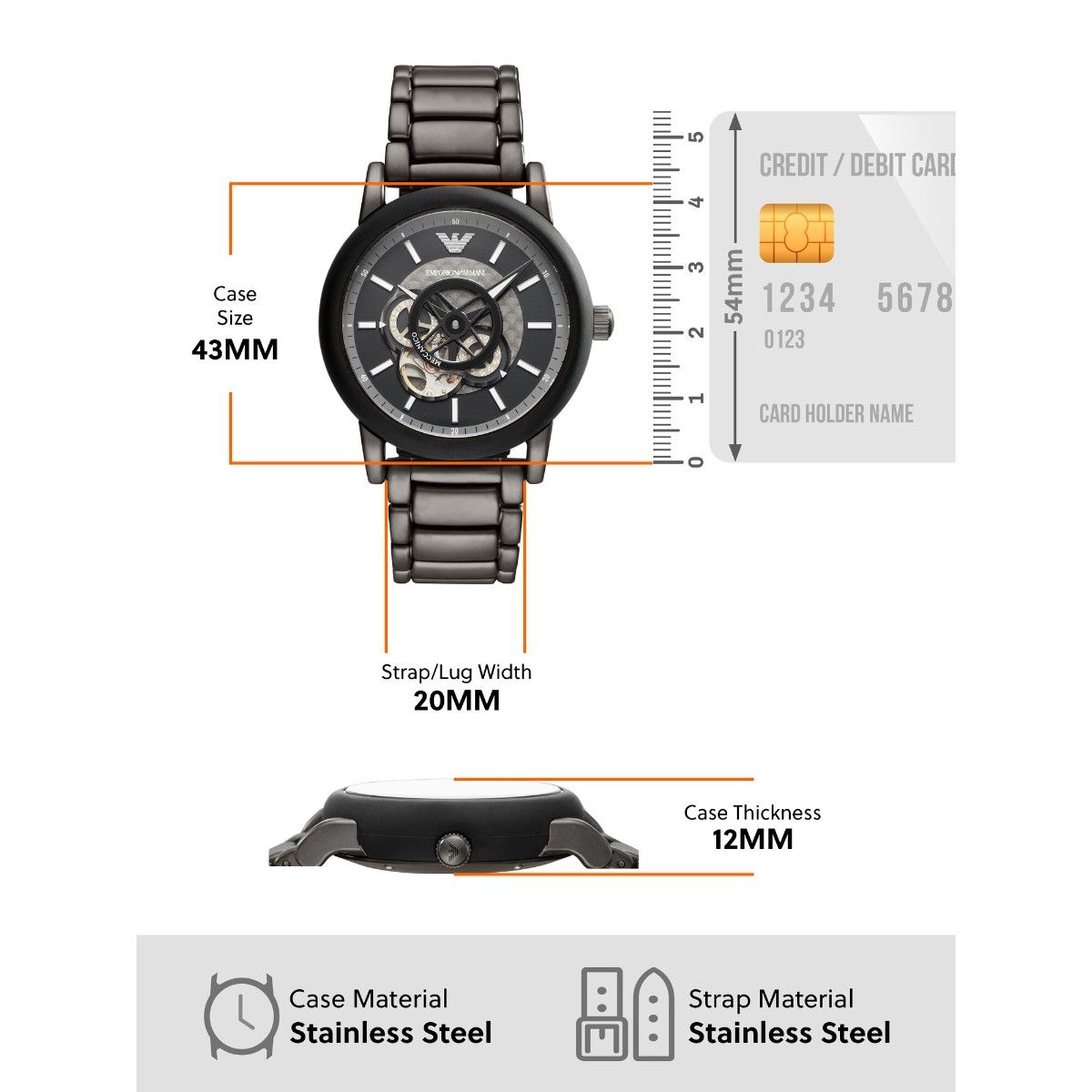  Shop Authentic Emporio Armani Meccanico Automatic Black Dial Black Steel Strap Watch For Men - AR60010 - Luxxuri