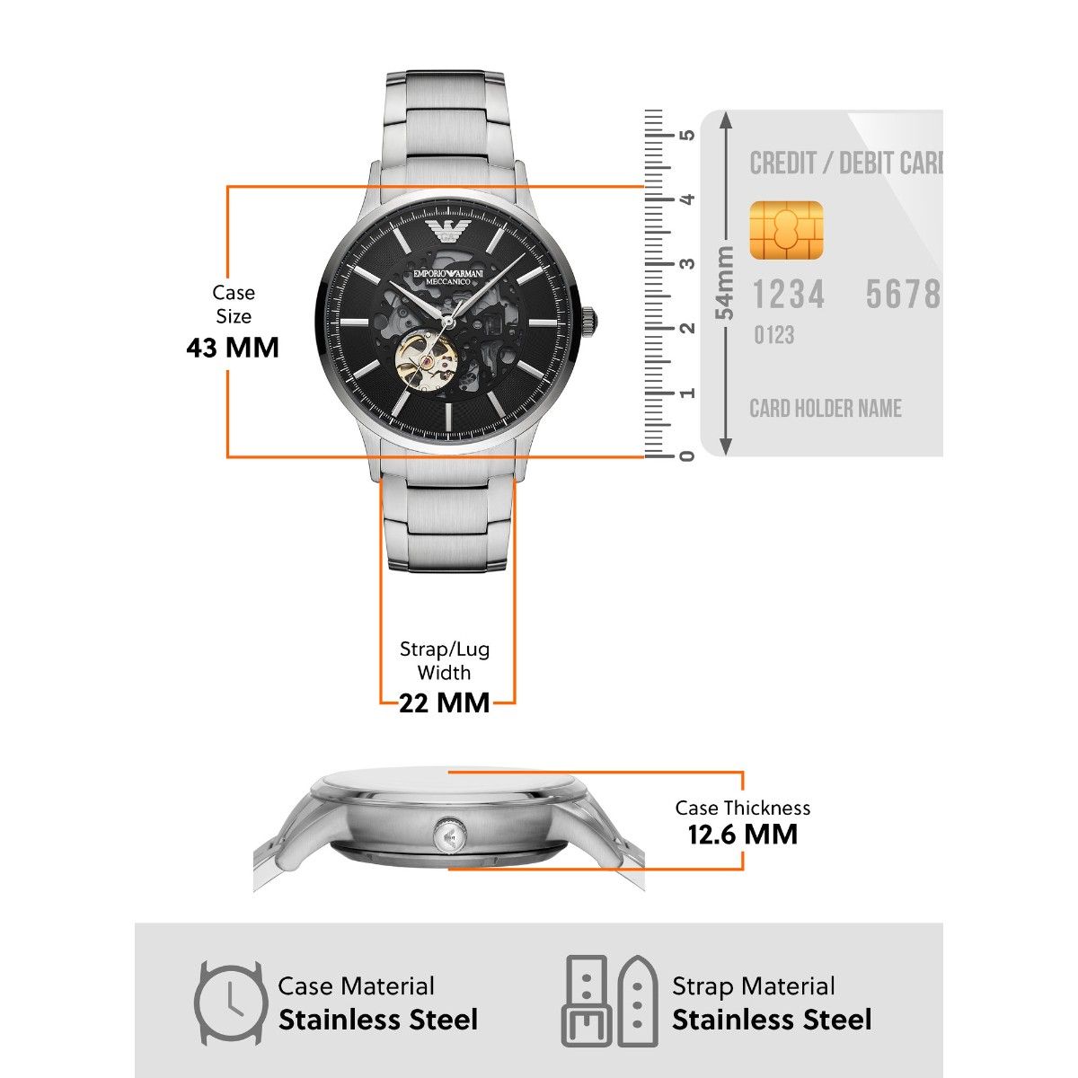  Shop Authentic Emporio Armani Meccanico Automatic Black Dial Silver Steel Strap Watch For Men - AR60055 - Luxxuri