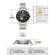  Shop Authentic Emporio Armani Meccanico Automatic Black Dial Silver Steel Strap Watch For Men - AR60055 - Luxxuri