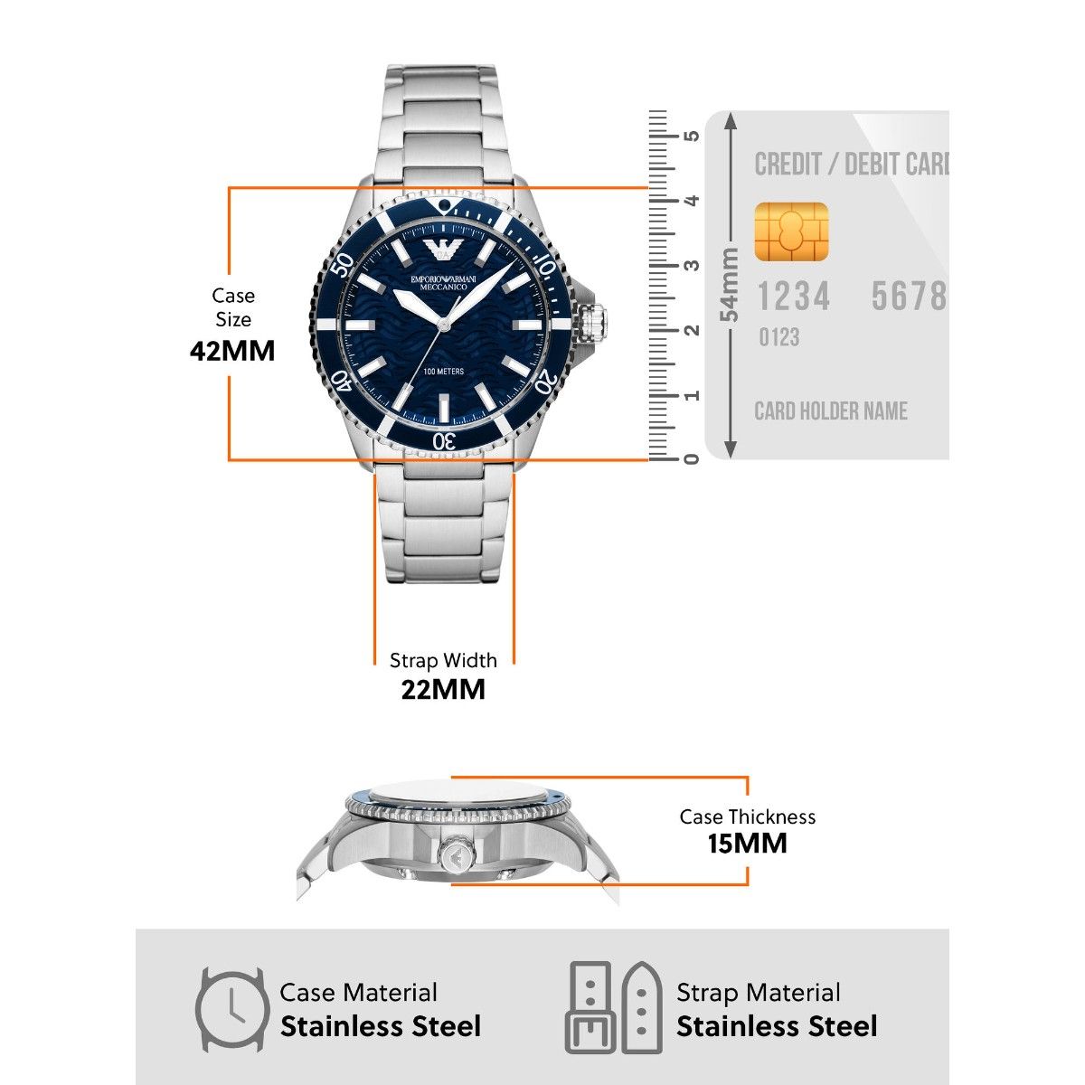  Shop Authentic Emporio Armani Meccanico Automatic Blue Dial Silver Steel Strap Watch For Men - AR60059 - Luxxuri